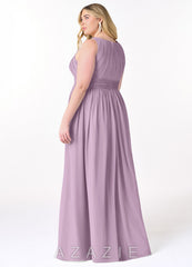 Azazie Harper Wisteria A-Line Pleated Chiffon Dress wisteria