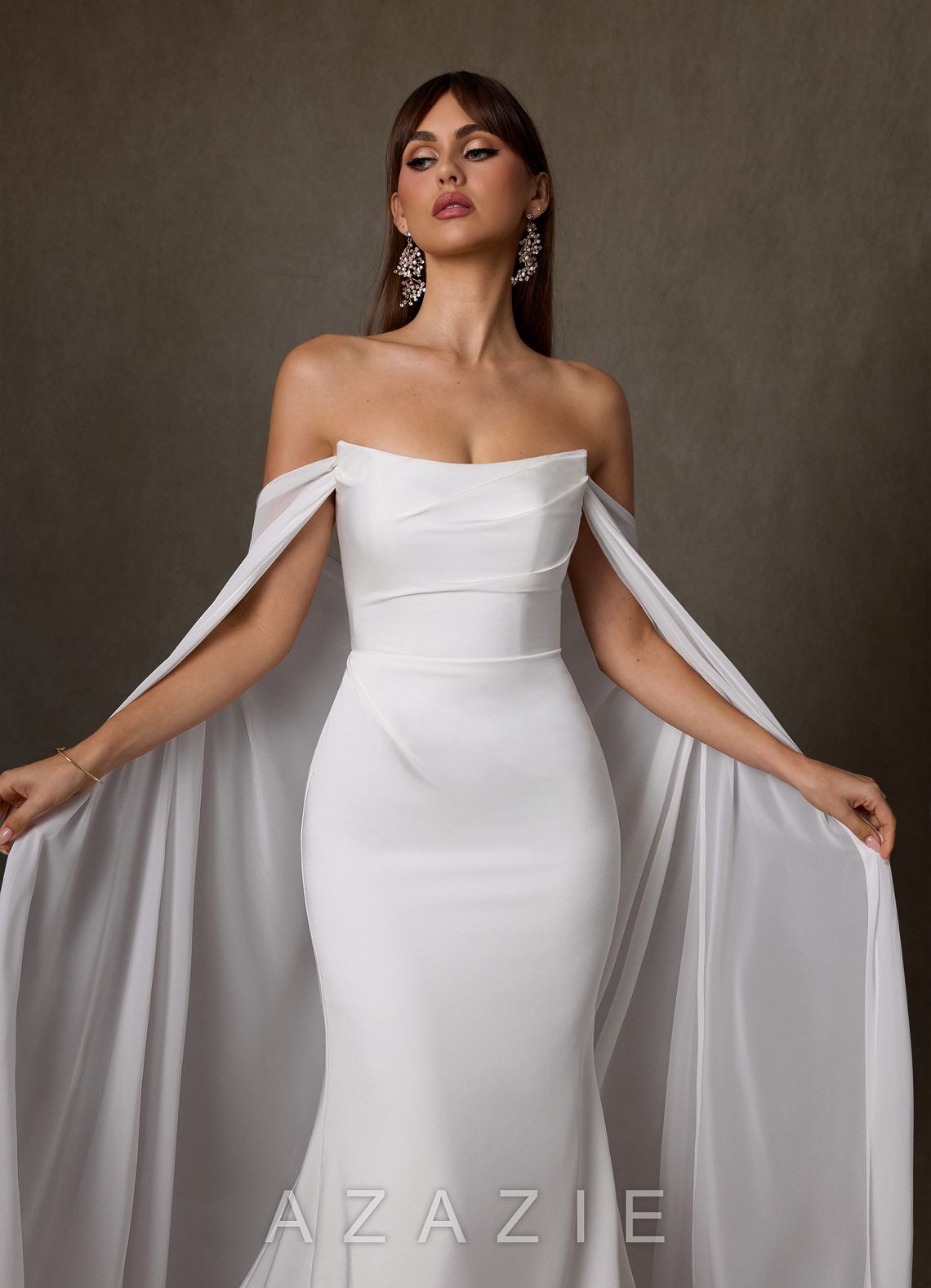 Azazie Jennet Diamond White Sheath Strapless Crepe Back Satin Dress