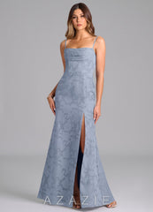 Azazie Saige Dusty Blue A-Line Off the Shoulder Floral Burnout Convertible Dress dusty_blue