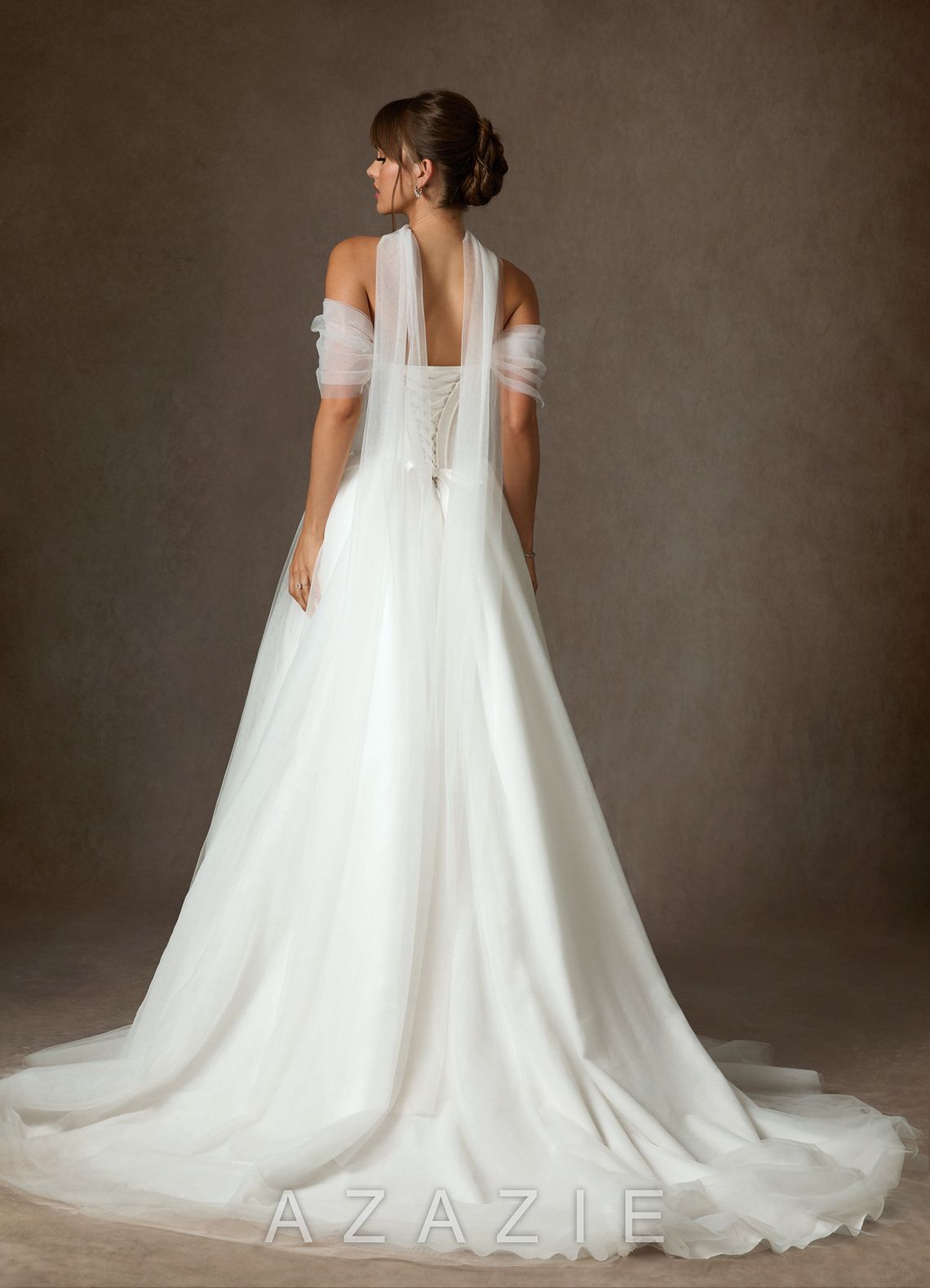 Azazie Adalyn Diamond White Ball-Gown Tulle Dress diamond_white