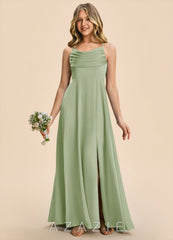Azazie Gia Junior Dusty Sage A-Line Pleated Stretch Satin Dress dusty_sage