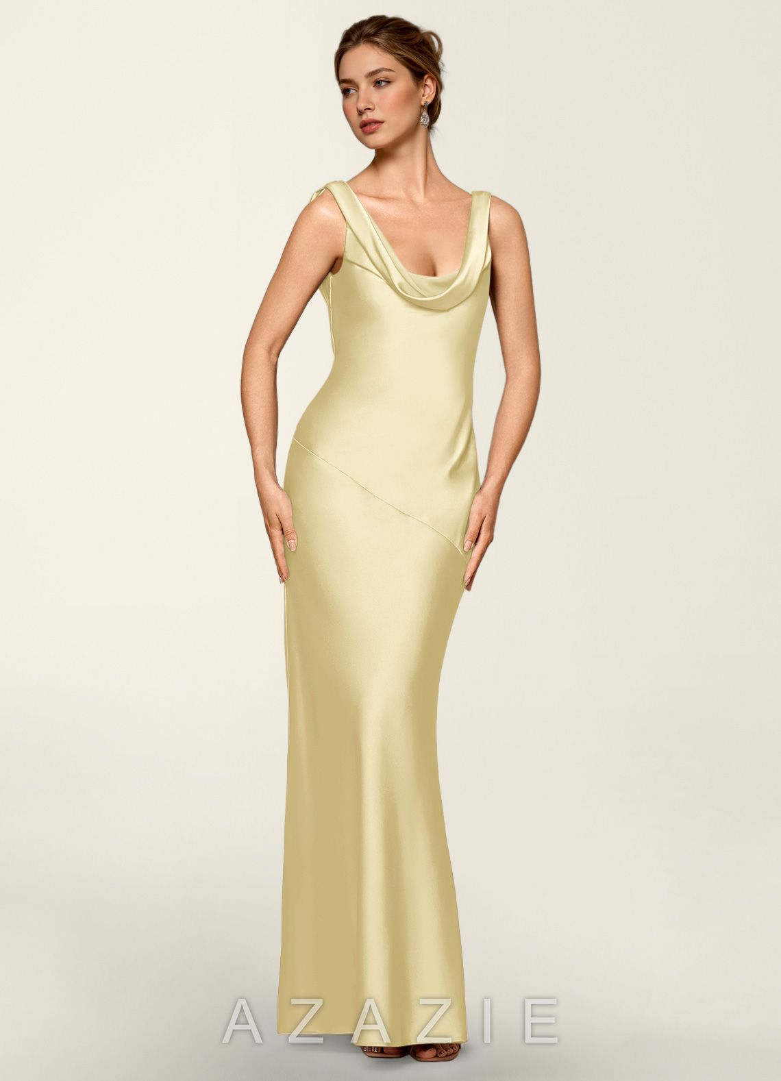 Noemie Butter Yellow Satin Corset Mermaid Dress