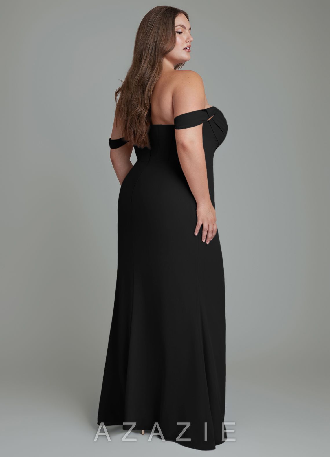 Azazie Johana Black Mermaid Off the Shoulder Chiffon Convertible Dress black
