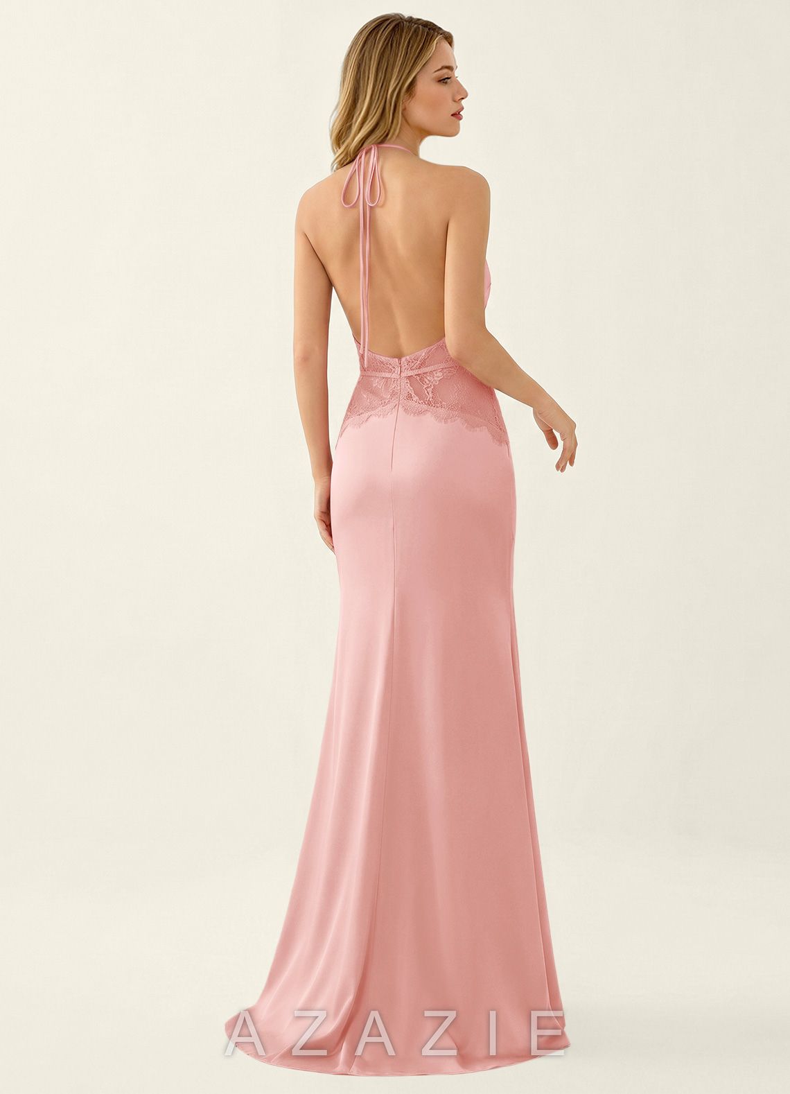 Prudentiana Haze Pink Satin Lace Summer Dress