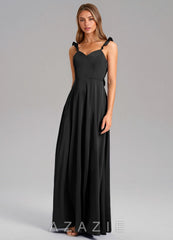 Azazie Everett Black A-Line Stretch Satin Dress black