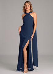 Azazie Kinsley Dark Navy Mermaid Pleated Chiffon Dress dark_navy
