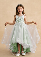 Azazie Celia Dusty Sage A-Line Lace Tulle Dress