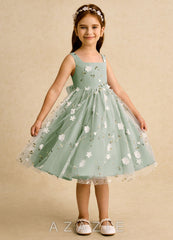 Azazie Bean Dusty Sage Ball-Gown Sleeveless Tulle Dress