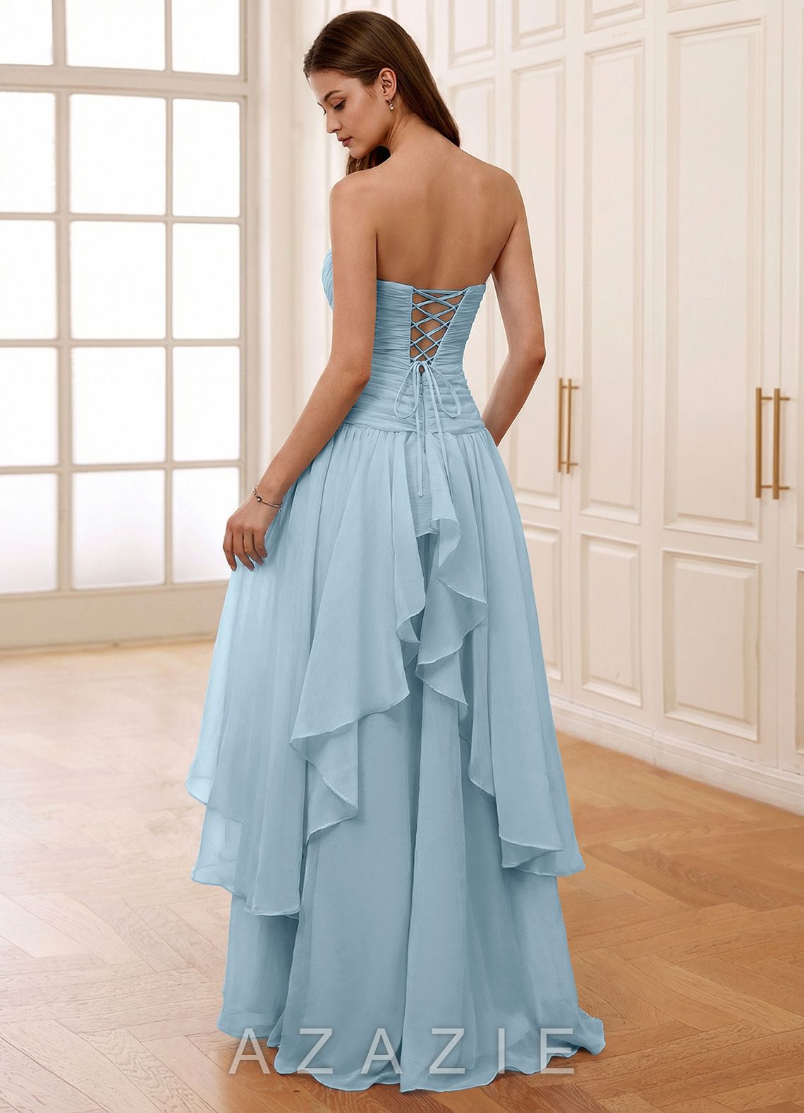 Ocavivien Shy Blue Tulle Prom Dress