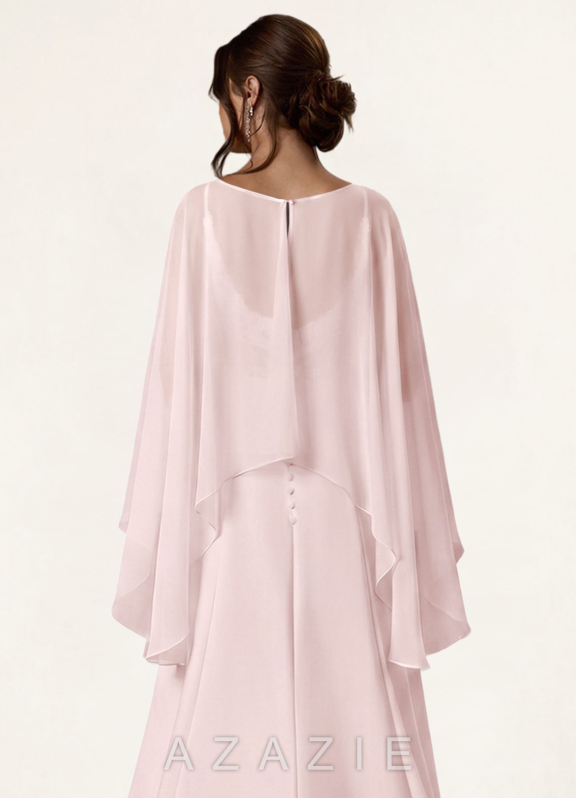 Azazie Matching Color Chiffon High Low Sheer Cape  blushing_pink