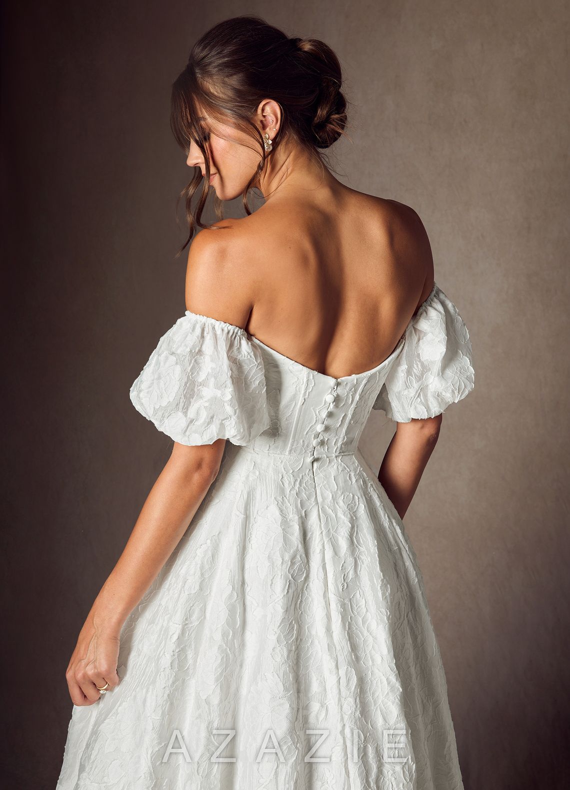 Azazie Gladiola Diamond White Ball-Gown Sweetheart Neckline Floral Burnout Jacquard Dress diamond_white