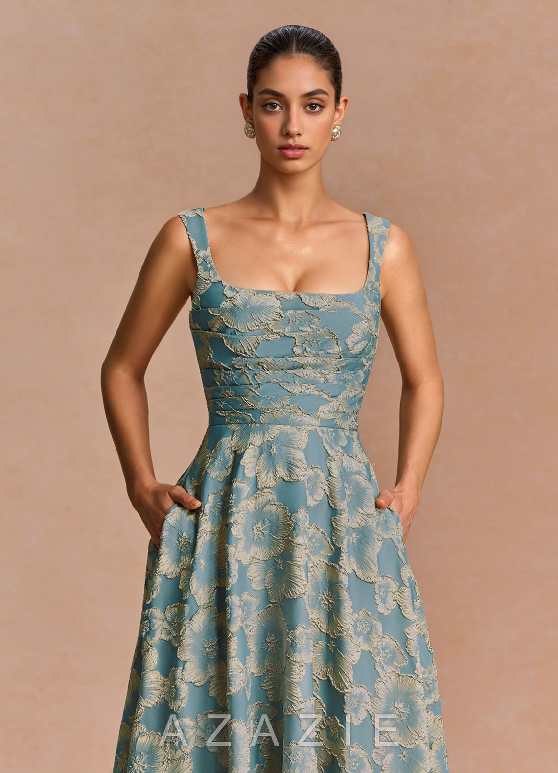 Azaria {color} Midi Dress  sp_lake_blue_#lb134070