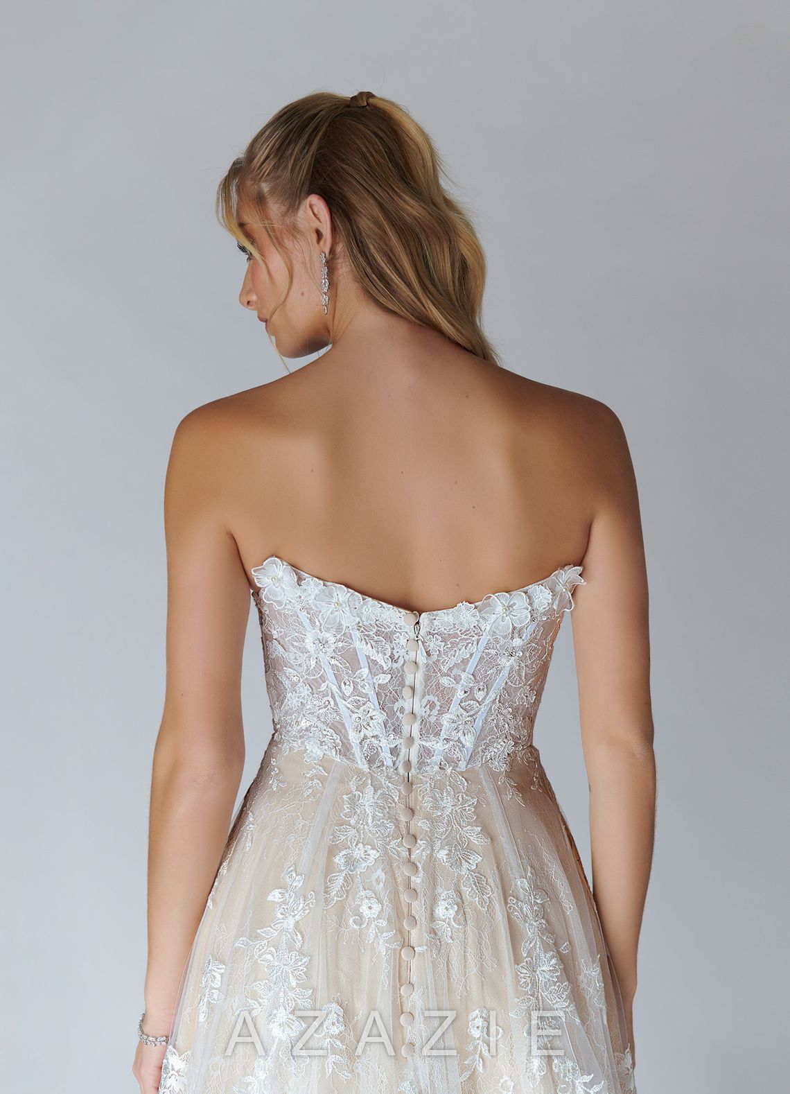 Azazie Florentina Wedding Dress Diamond White Nude A-Line Sweetheart Sequins Tul