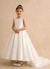Azazie Ophelia Ivory Ball-Gown Bow Mikado Dress ivory