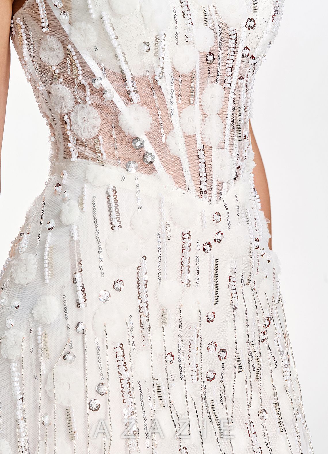 Madison White Strapless Mesh Corset Fringe Mini Dress