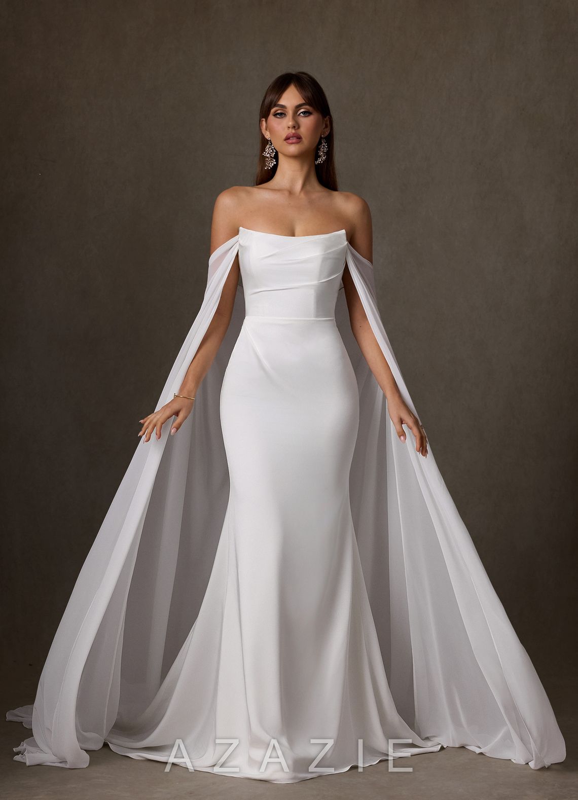 Azazie Jennet Diamond White Sheath Strapless Crepe Back Satin Dress