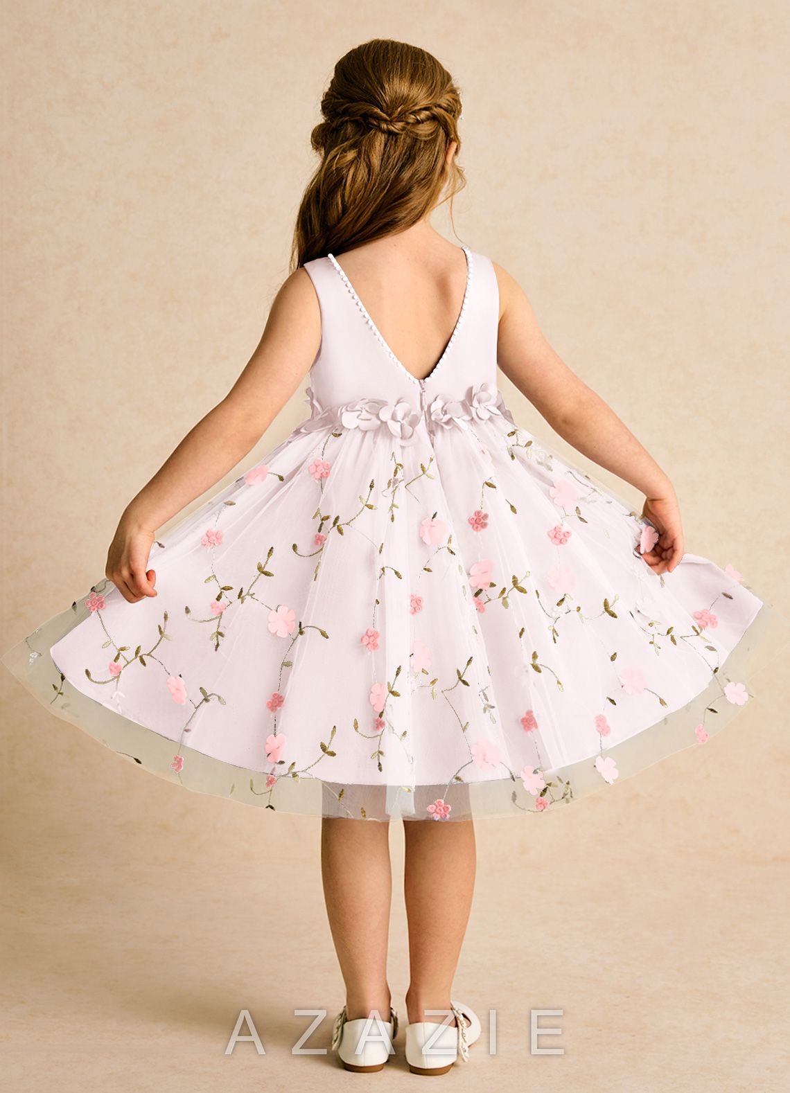 Azazie Starri Blushing Pink Ball-Gown Beaded Matte Satin Dress blushing_pink