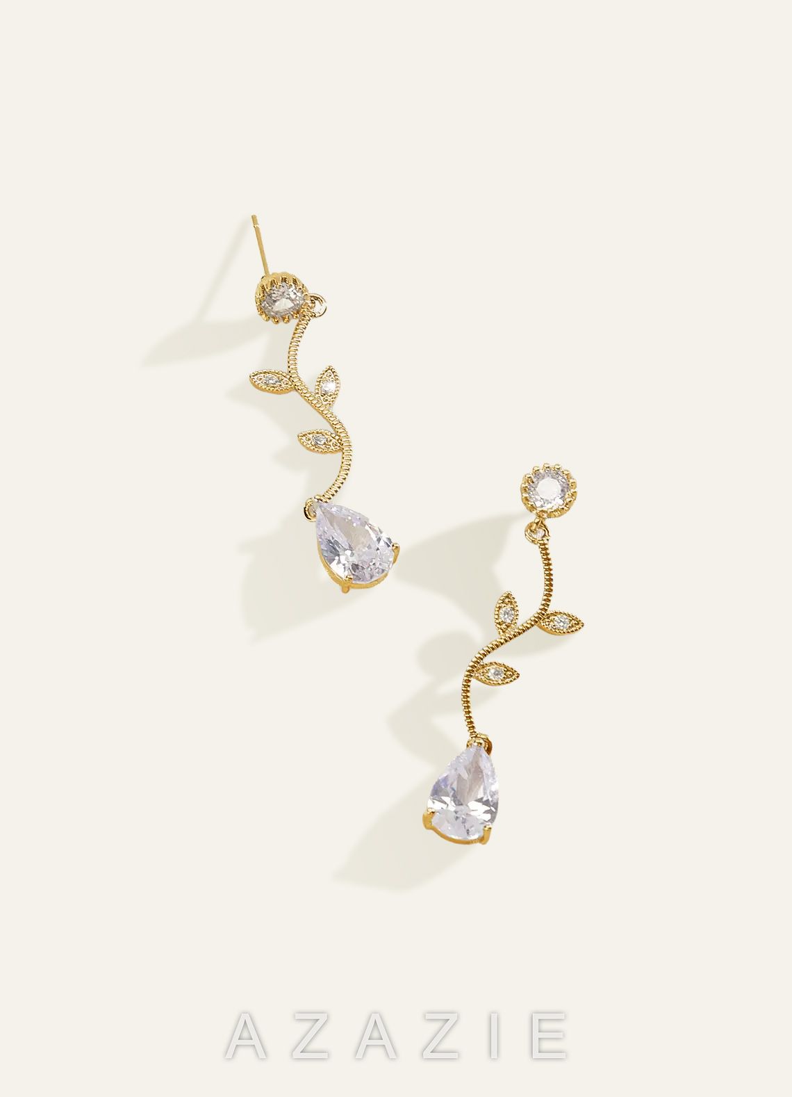 Wavy Crystal Vine Jewelry Set  gold