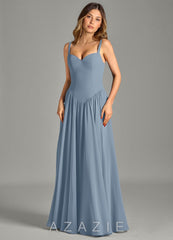 Azazie Evadina Dusty Blue A-Line Corset Chiffon Dress dusty_blue