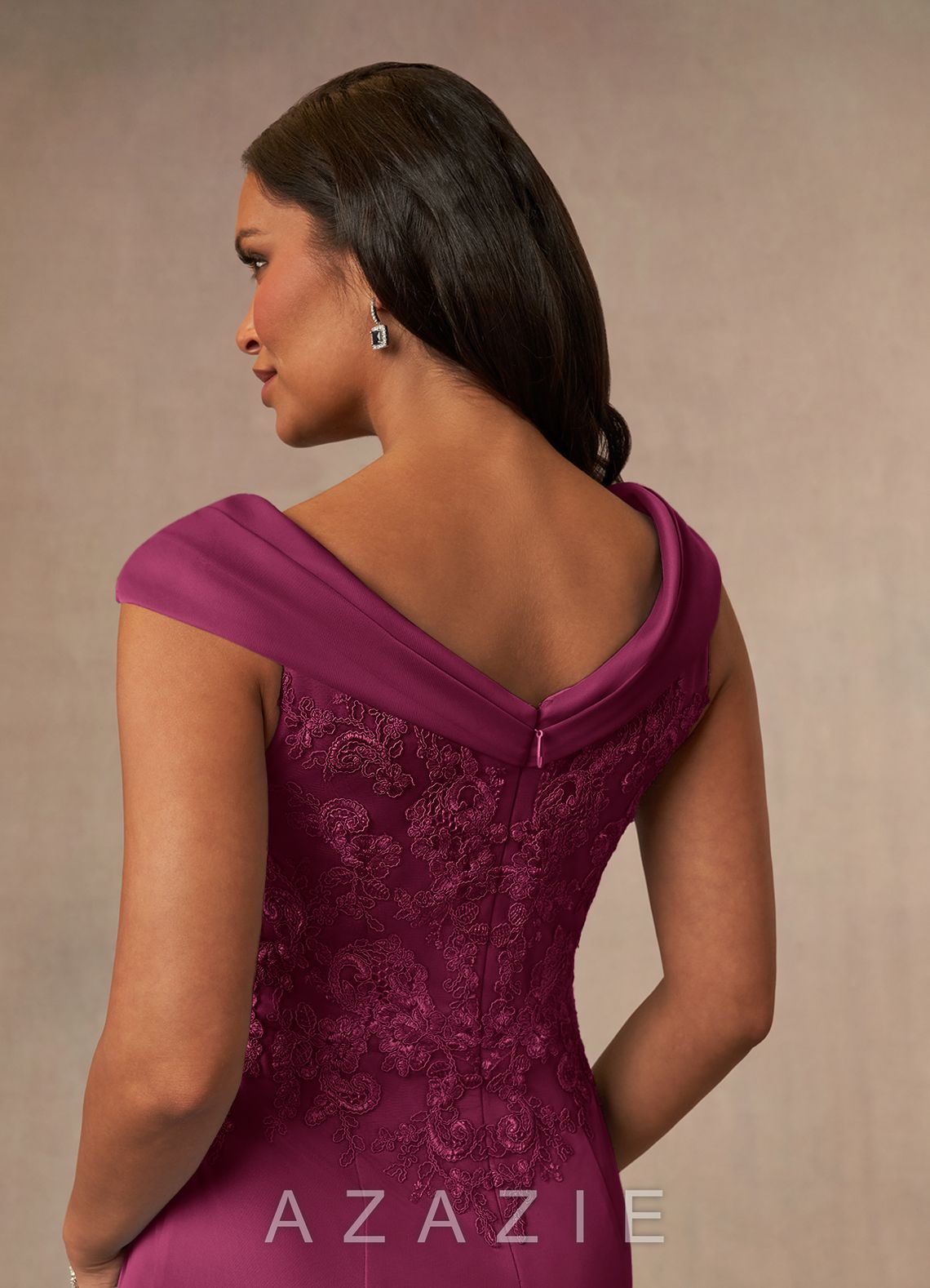 Azazie Calathea Mulberry A-Line Lace Dress mulberry