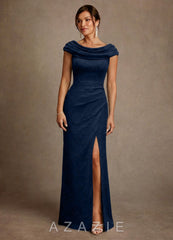 Azazie Irvine Dark Navy A-Line Pleated Floral Burnout Dress dark_navy