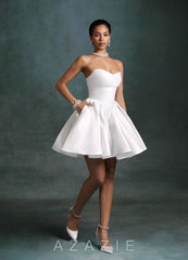 Azazie Daivey Diamond White Ball-Gown Strapless Matte Satin Dress diamond_white