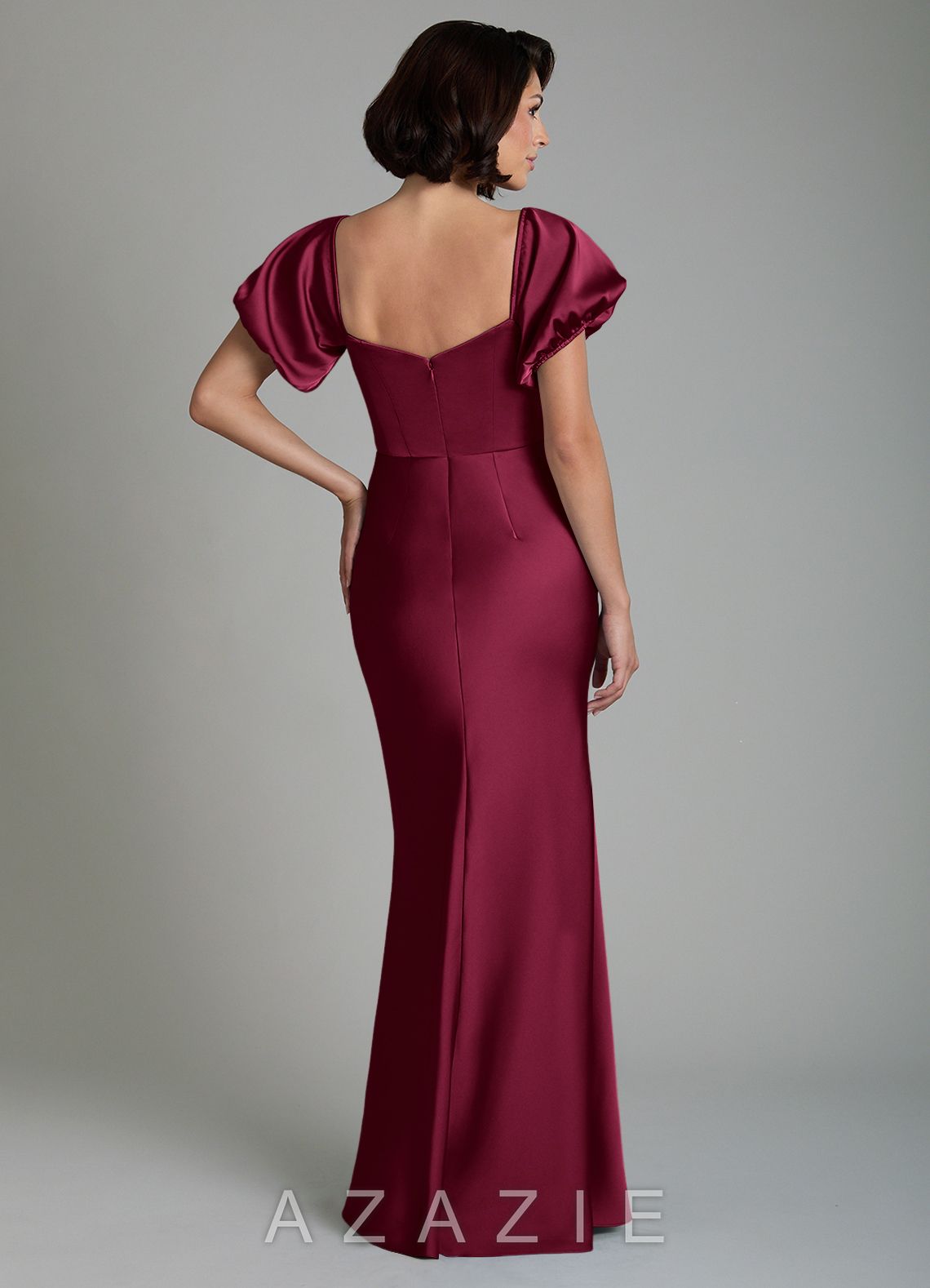 Azazie Lea Burgundy Mermaid Off the Shoulder Stretch Satin Convertible Dress burgundy