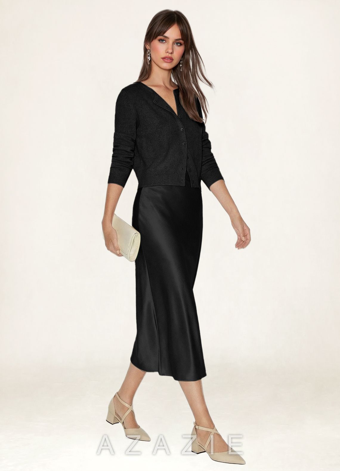100% Cashmere Cropped Cardigan  black