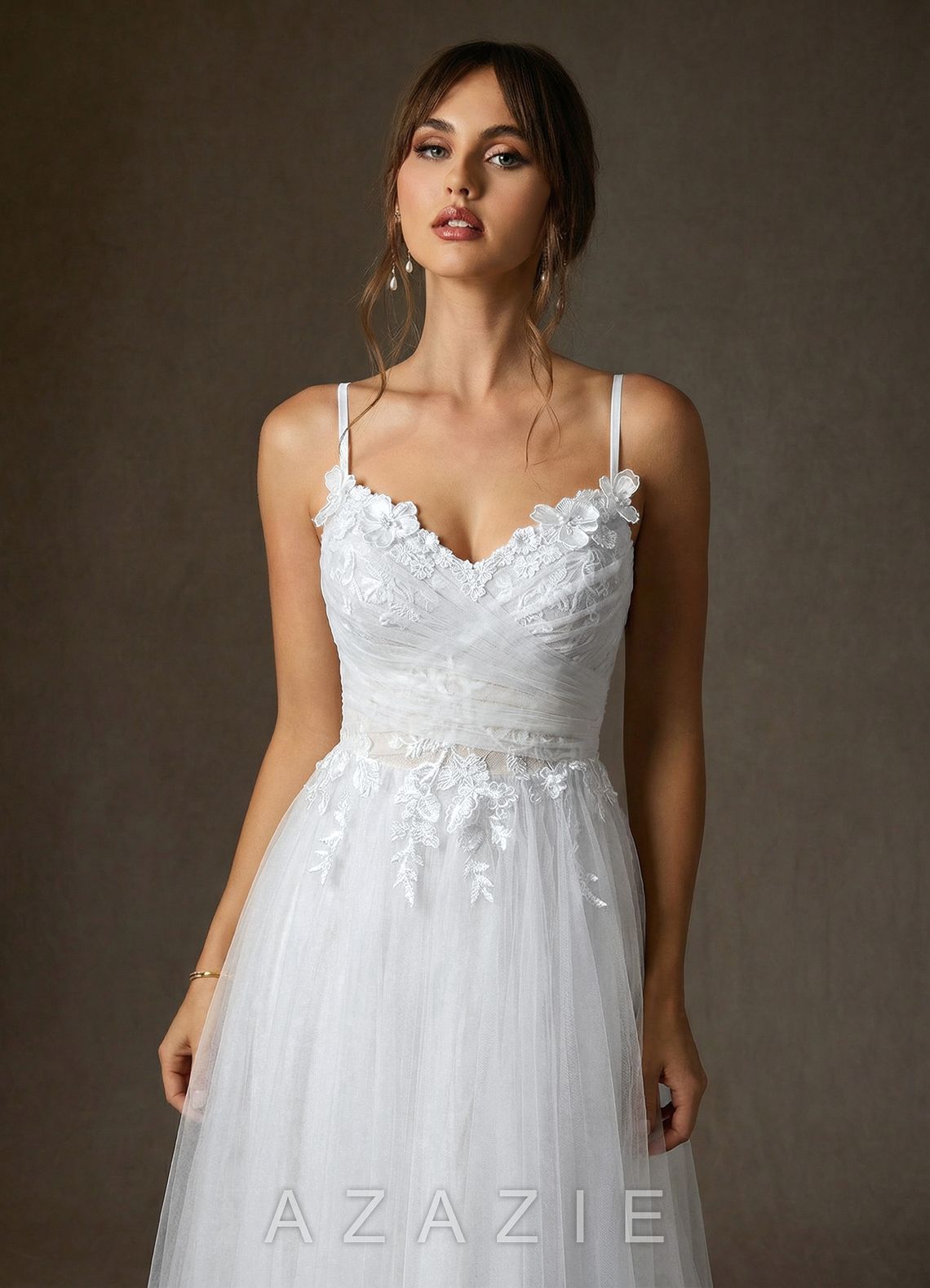 Azazie Zenia Diamond White A-Line Tulle Dress diamond_white