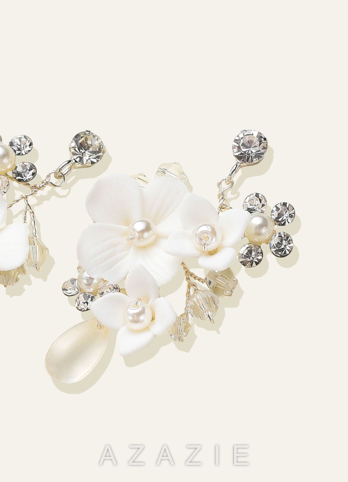 Floral Pearl Drop Earrings  white