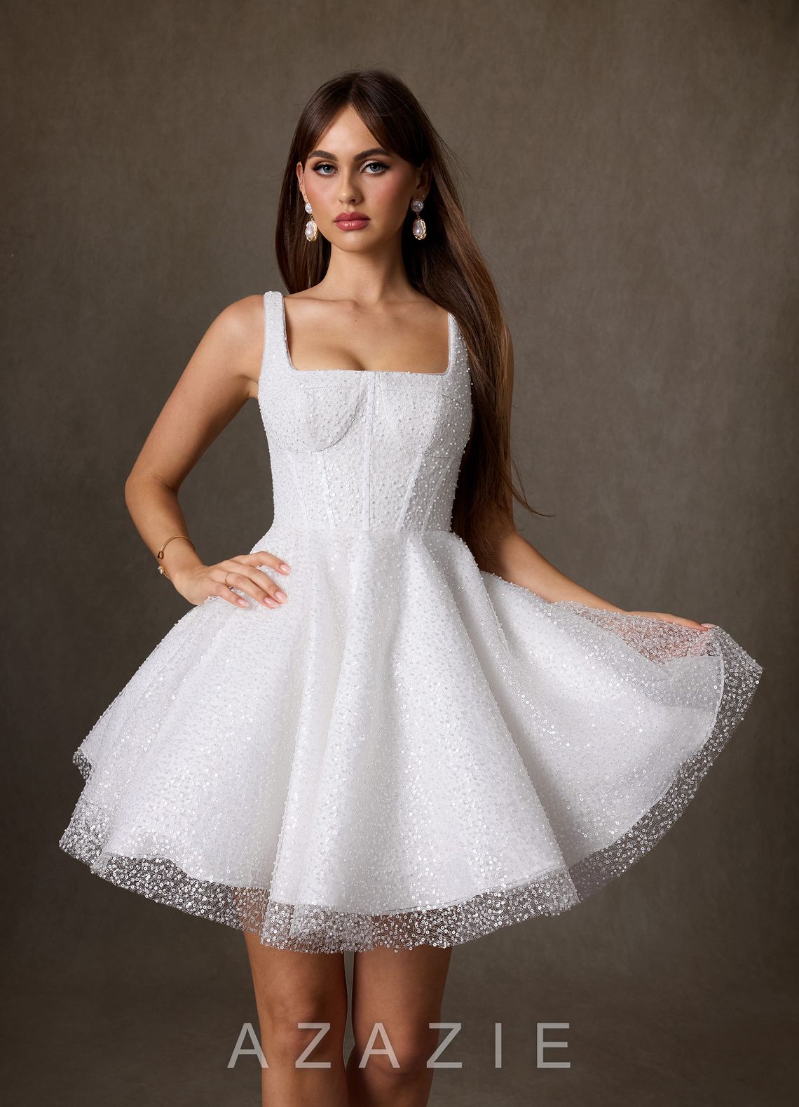 Azazie Avita Diamond White A-Line with Pockets Beading Dress diamond_white
