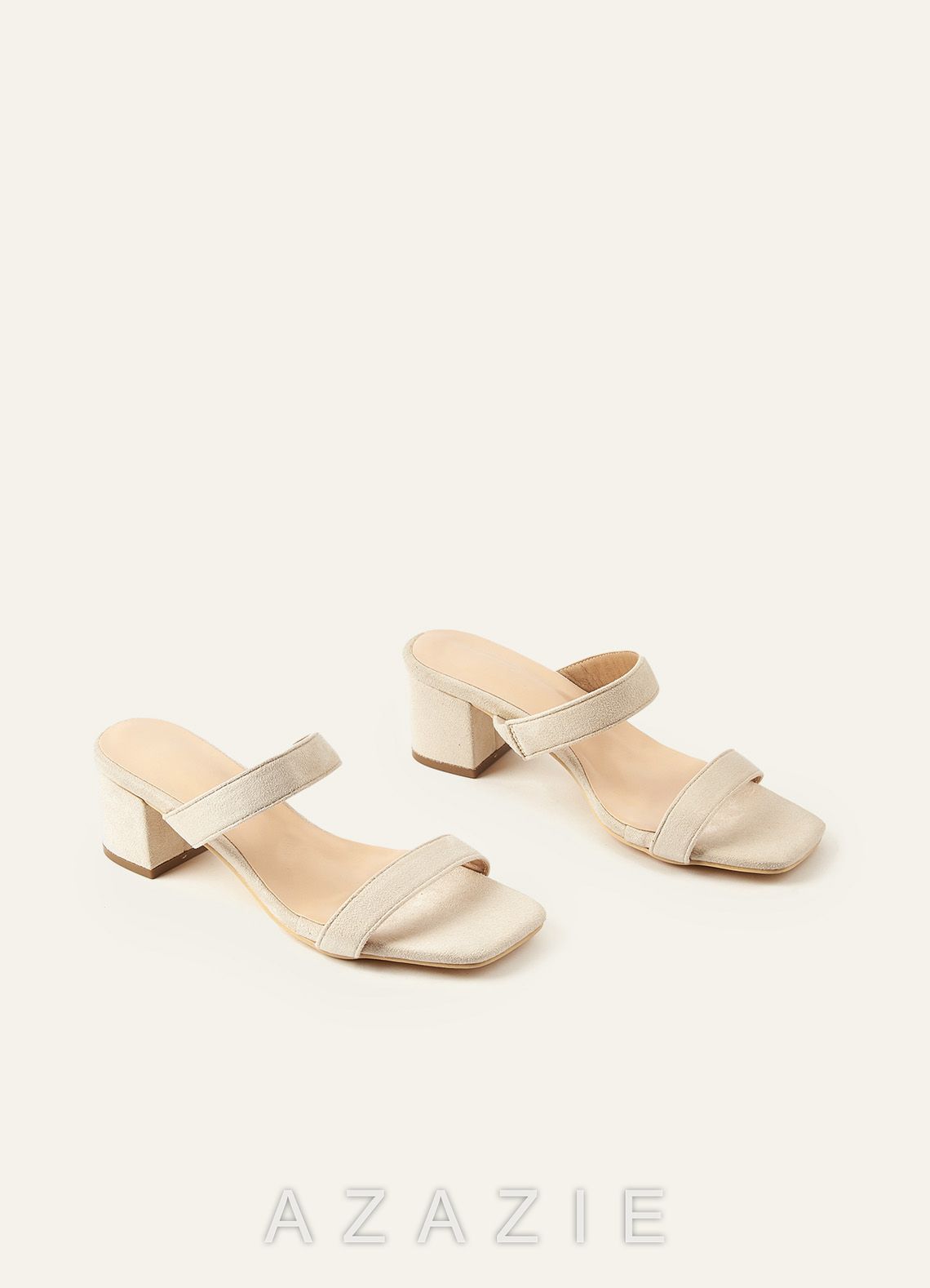 Two Strap Low Chunky Heel Sandal