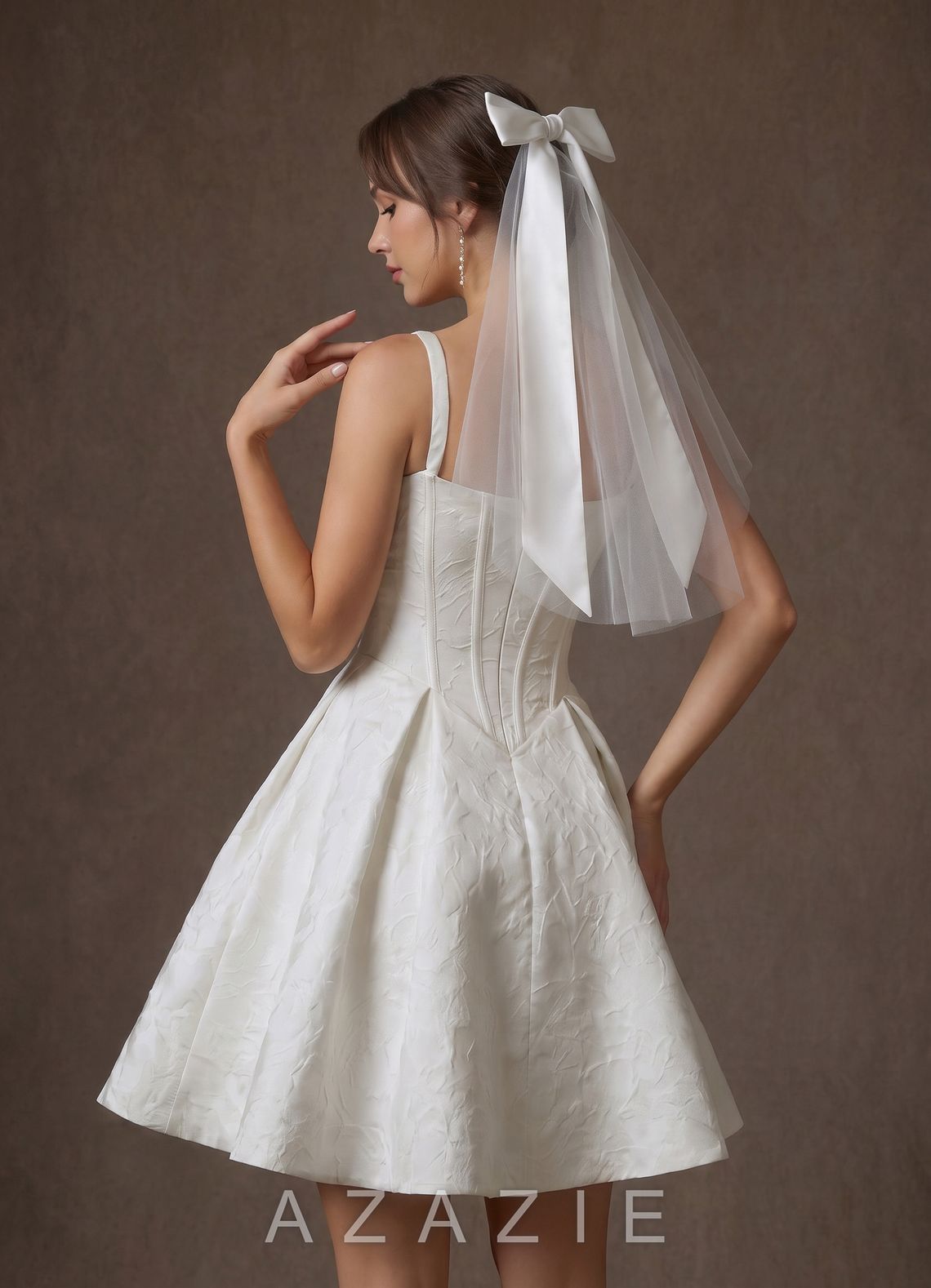 The Satin Bow Shoulder Veil  diamond_white
