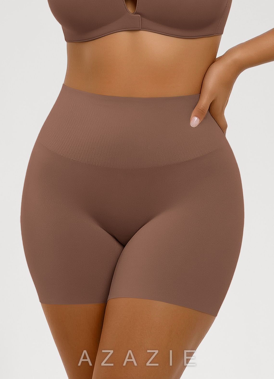 High Waist Tummy Control Seamless Shapewear Shorts  brown