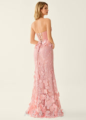 Wrensincia Pink 3D Flower Lace Satin Prom Dress  sp_pink_#pk437