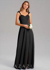 Azazie Everett Black A-Line Stretch Satin Dress