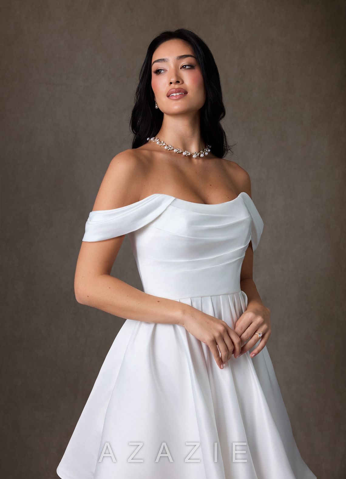 Azazie Anne Diamond White A-Line Satin Dress diamond_white
