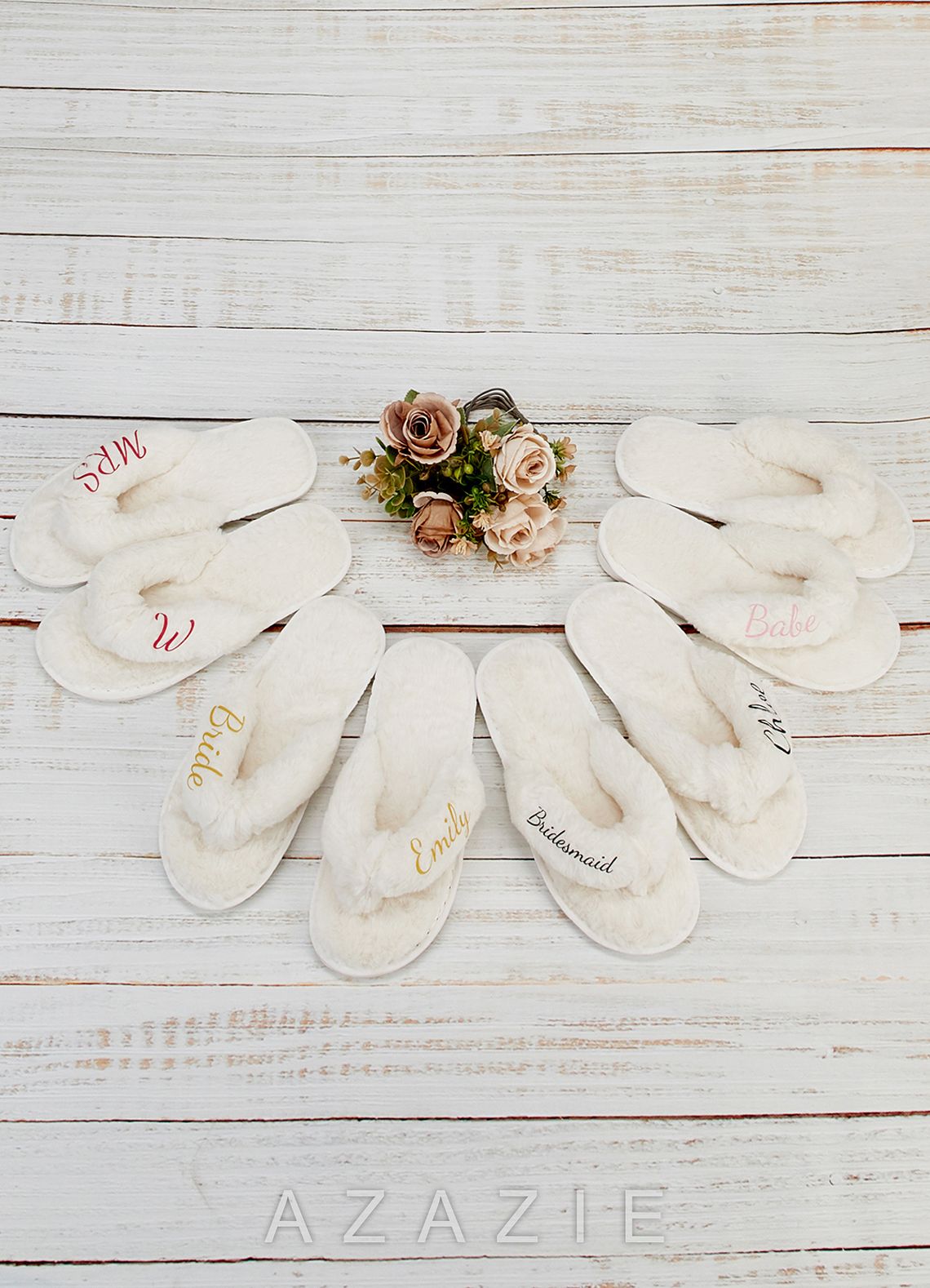 Personalized Bride Bridesmaid Fluffy Slippers