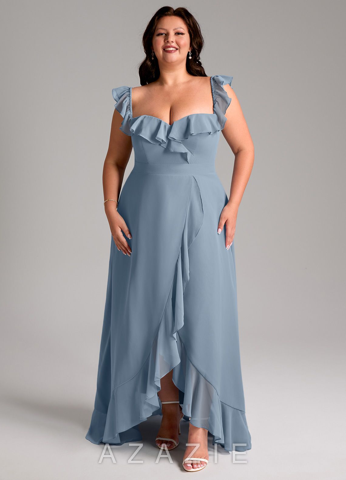 Azazie Lyra Dusty Blue A-Line Chiffon Convertible Dress dusty_blue