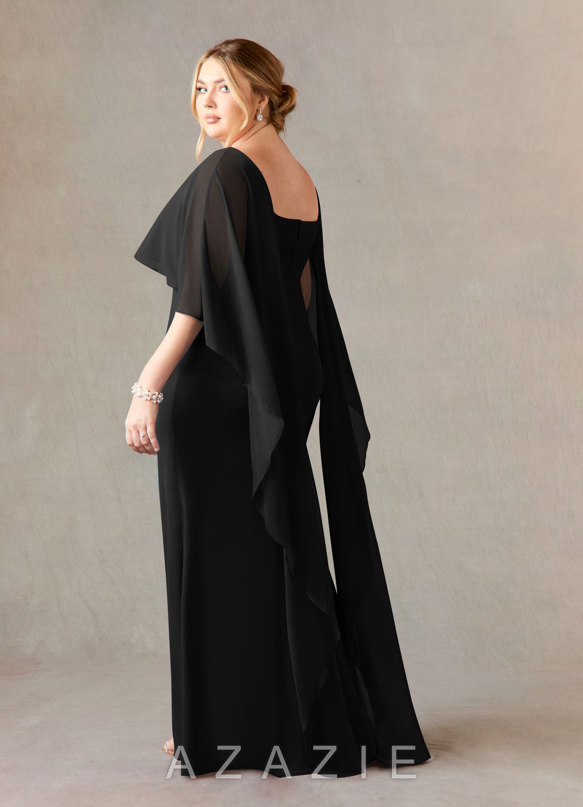 Azazie Dion Black Sheath Scoop Stretch Crepe Dress black