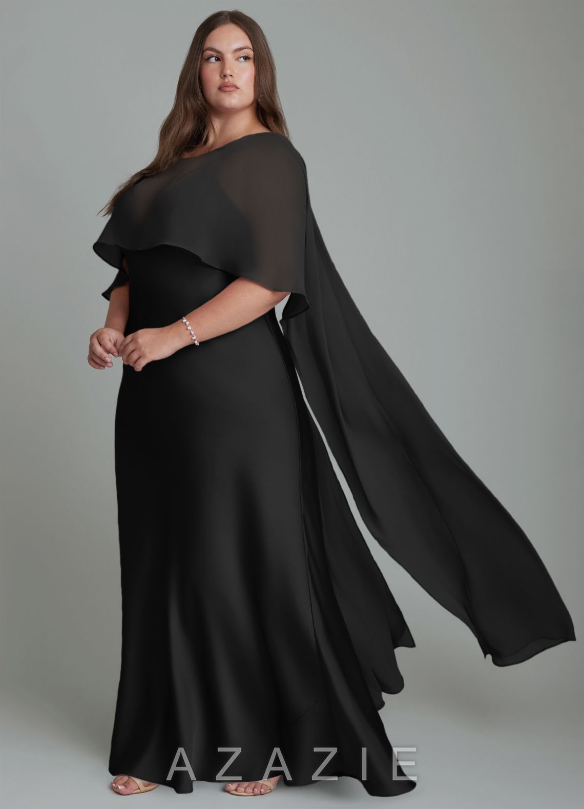 Azazie Stefania Black A-Line Stretch Satin Dress black