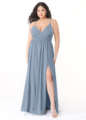 Azazie Aaida Dusty Blue A-Line Corset Chiffon Dress dusty_blue