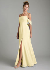 Azazie Mercedes Lemon Sorbet A-Line Off the Shoulder Chiffon Dress lemon_sorbet