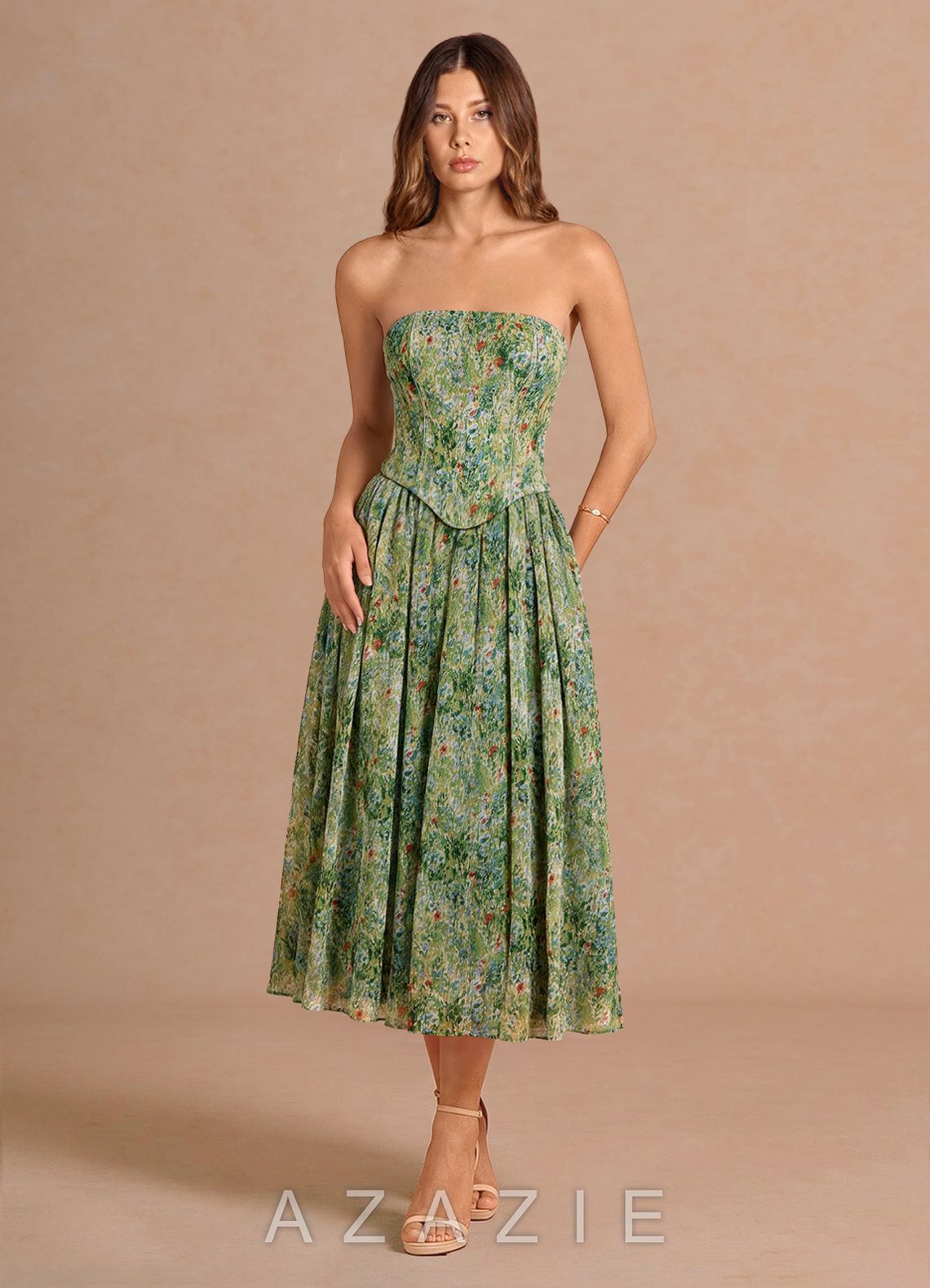 Violette {color} Midi Dress  sp_green_floral_#gf134901