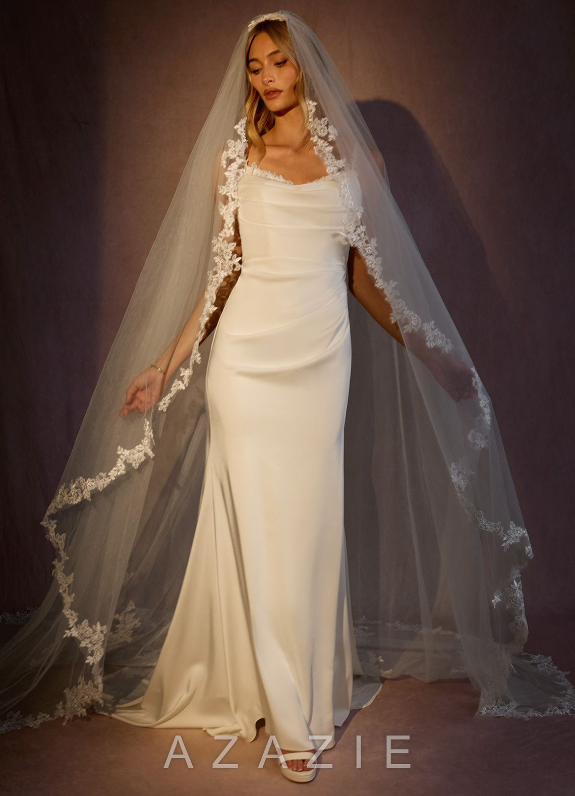 Timeless Floral Grace Lace Cathedral Veil  ivory