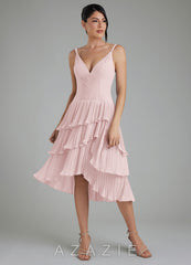 Azazie Rosa Blushing Pink A-Line Pleated Chiffon Dress blushing_pink