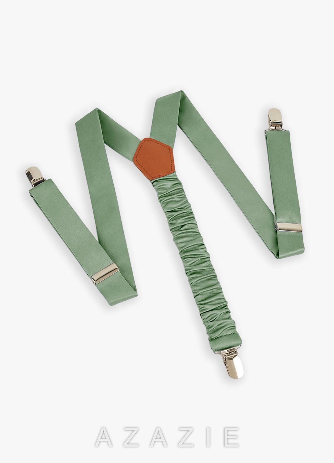 Matching Color Boy's Matte Satin Suspenders  matcha