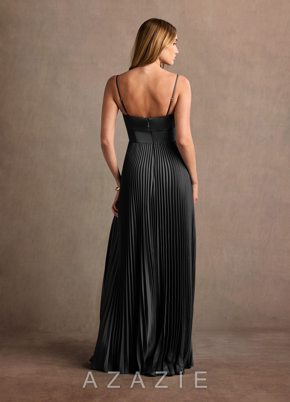 Styla {color} Pleated Maxi Dress  black