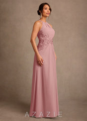 Azazie Georgie Dusty Rose A-Line Lace Chiffon Dress dusty_rose