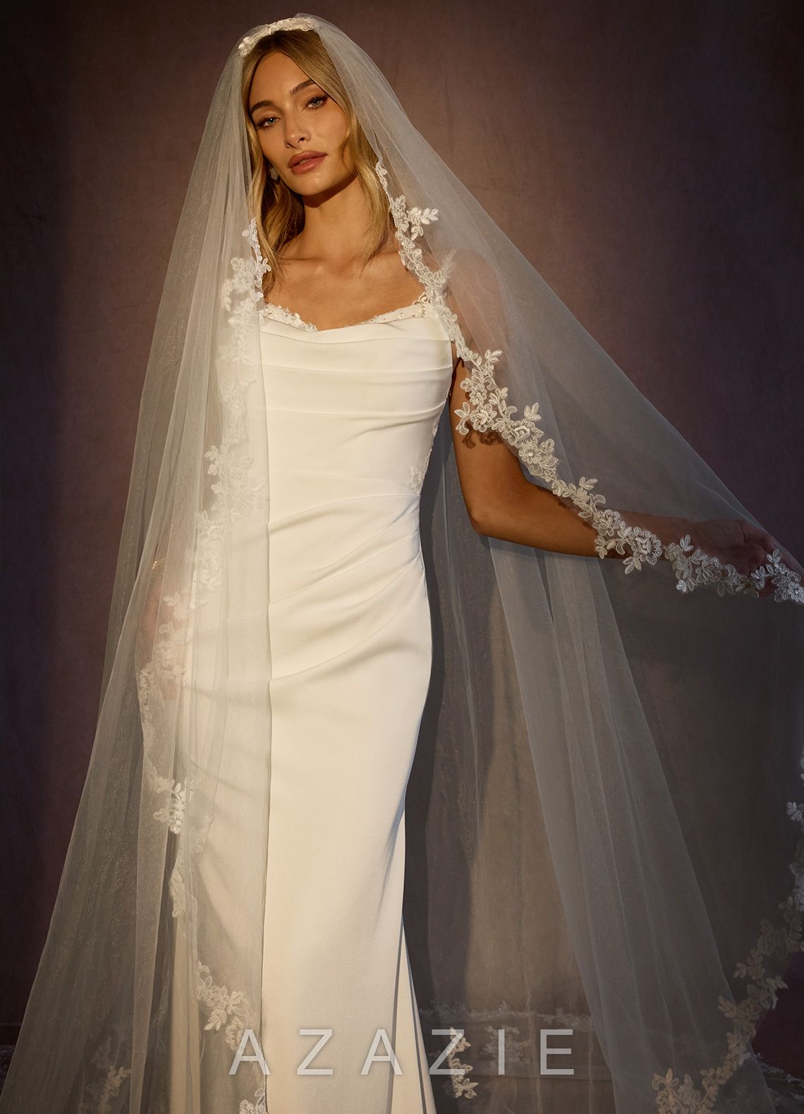 Timeless Floral Grace Lace Cathedral Veil  ivory